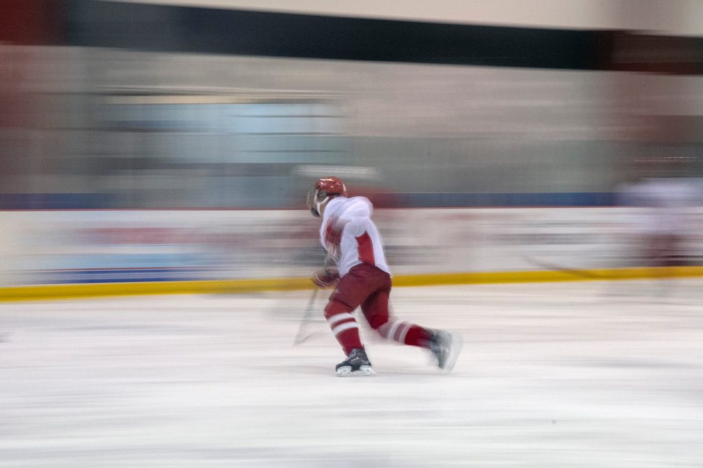 Ice hockey player in motion